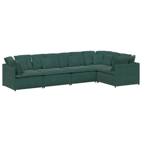 Modulsofa med hynder fløjl mørkegrøn