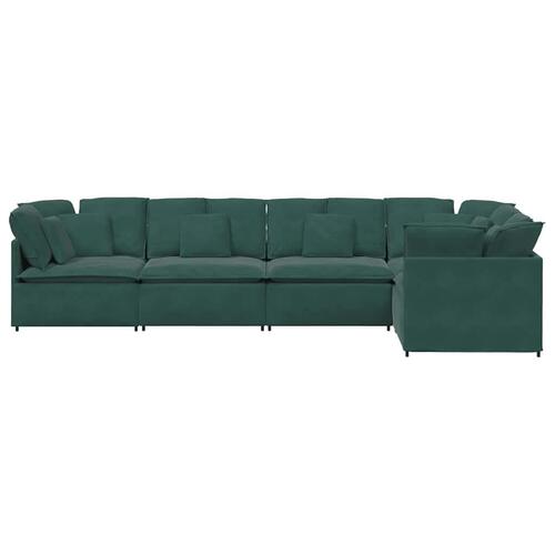 Modulsofa med hynder fløjl mørkegrøn