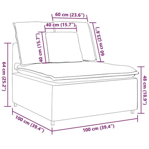 Modulopbygget sofacentermodul med hynder 100cm cremefarvet
