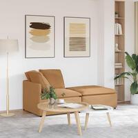 Modulsofa med fodskammel&puder krøllet uldlignende stof beige