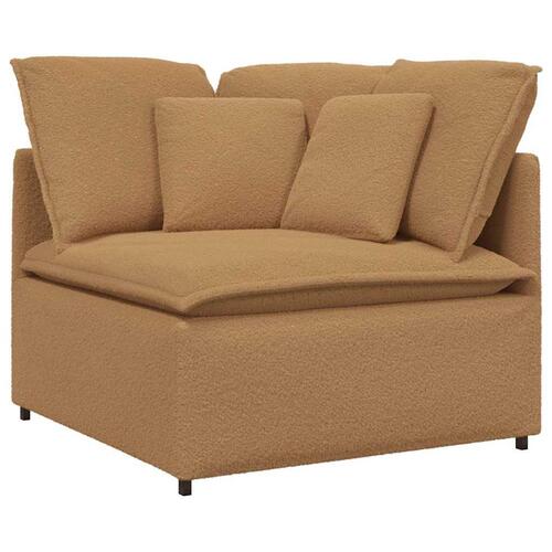 Modulsofa med fodskammel&puder krøllet uldlignende stof beige
