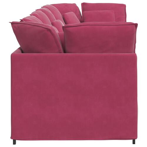 Modulsofa med hynder fløjl vinrød