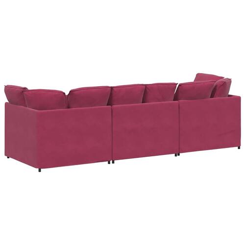 Modulsofa med hynder fløjl vinrød