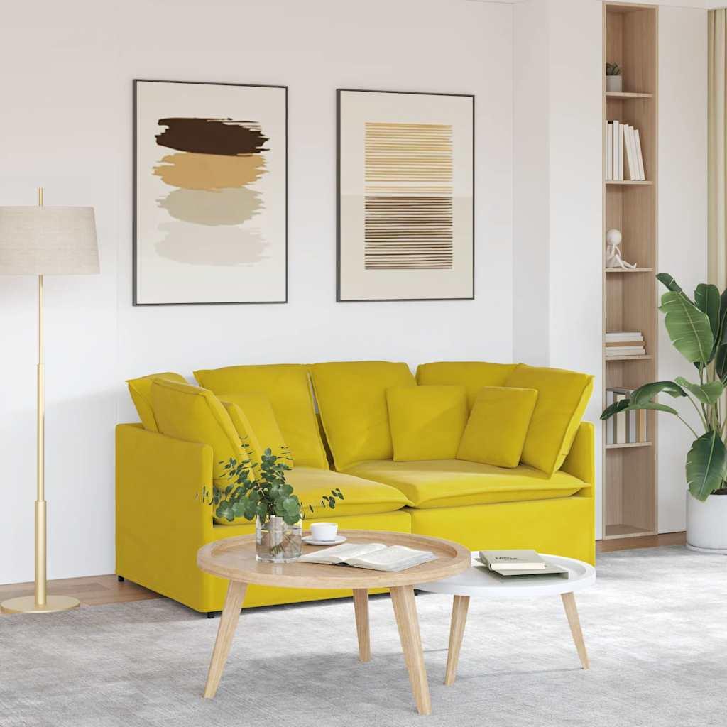 Modulsofa med hynder fløjl gul