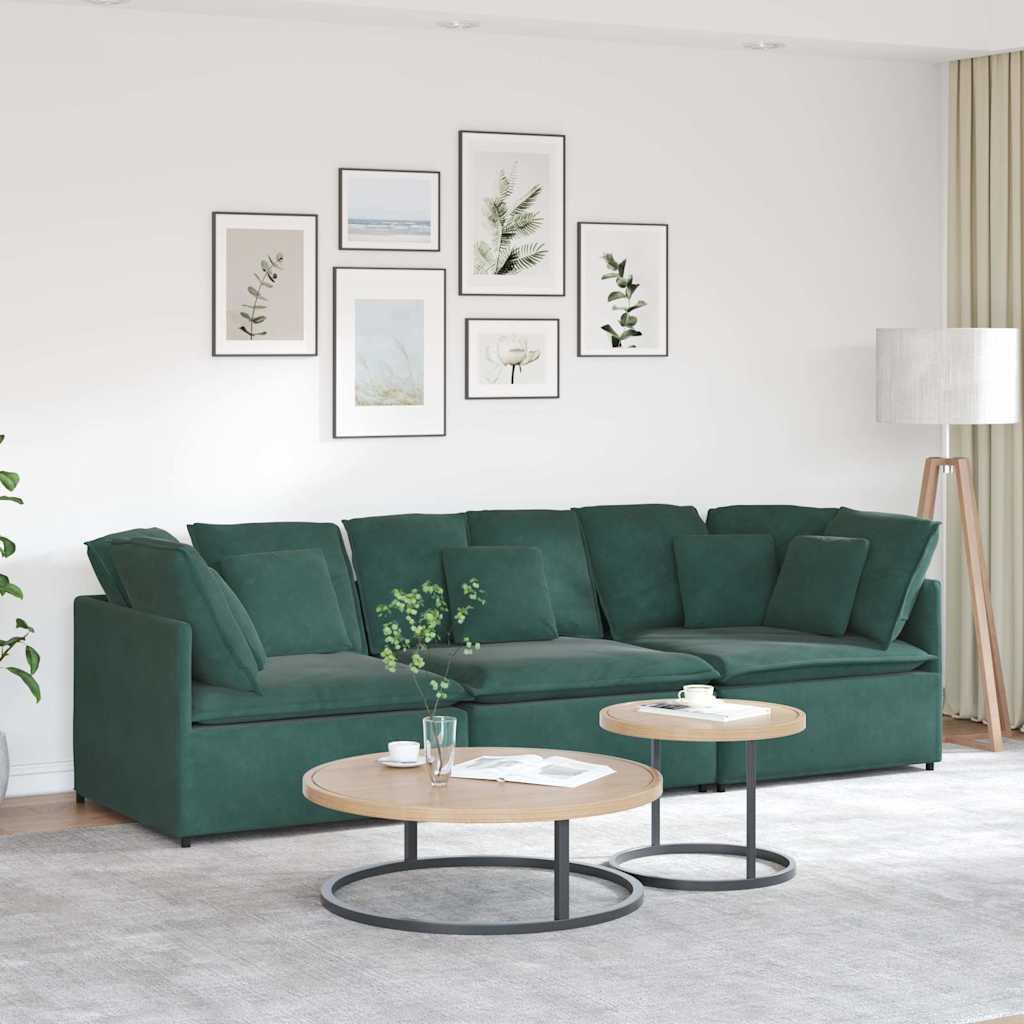 Modulsofa med hynder fløjl mørkegrøn