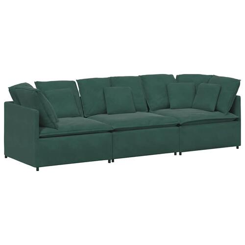 Modulsofa med hynder fløjl mørkegrøn