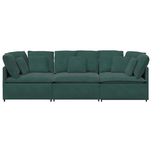 Modulsofa med hynder fløjl mørkegrøn