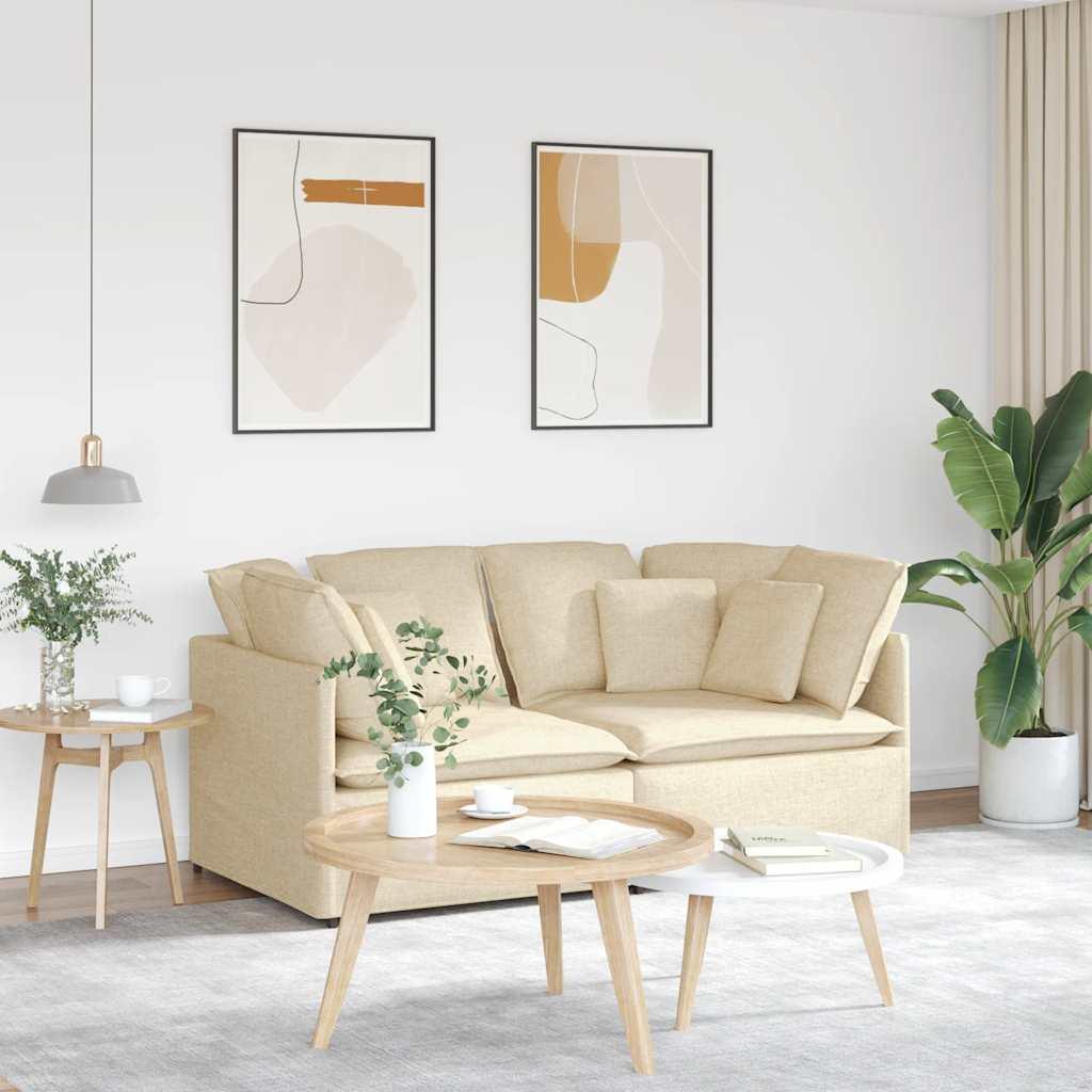 Modulsofa med hynder stof cremefarvet