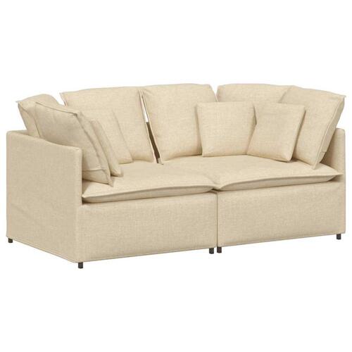 Modulsofa med hynder stof cremefarvet