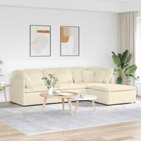 Modulsofa med fodskammel og hynder føjlsstof cremefarvet