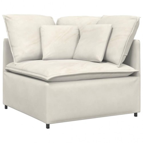 Modulsofa med hynder fløjl cremefarvet