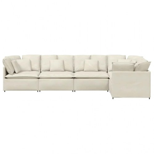 Modulsofa med hynder fløjl cremefarvet