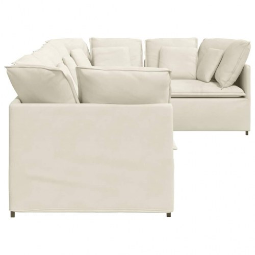 Modulsofa med hynder fløjl cremefarvet