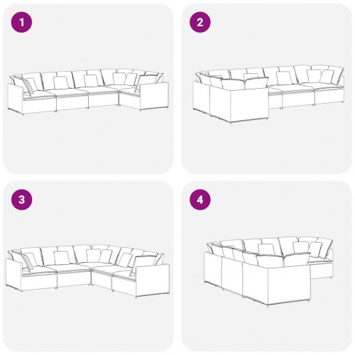 Modulsofa med hynder fløjl cremefarvet
