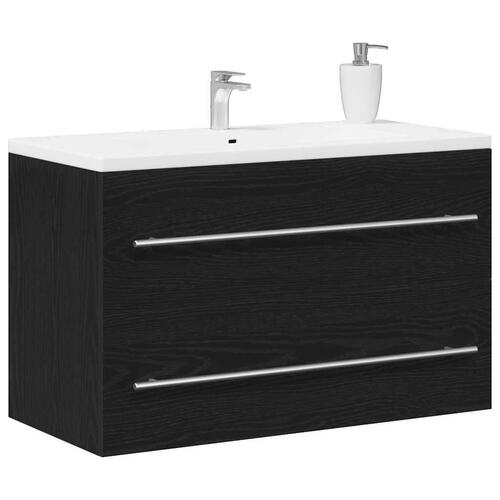 Underskab til håndvask 80x38,5x48 cm konstrueret træ sort-eg