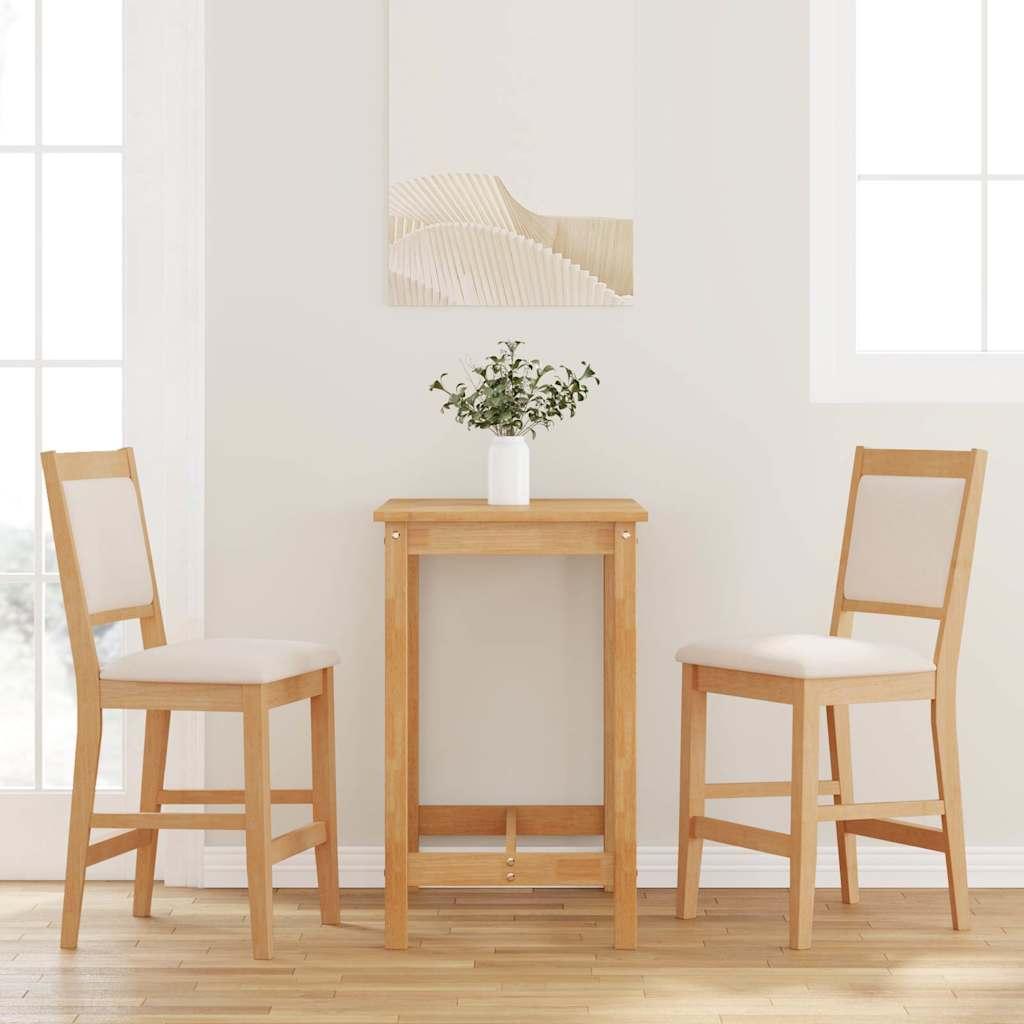 Barstole med hynder 2 stk. massivt gummitræ naturfarvet billede