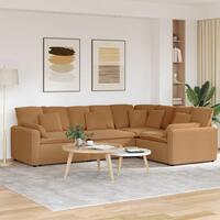 Modulsofa med hynder krøllet uldlignende stof beige