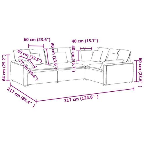 Modulsofa med hynder krøllet uldlignende stof beige