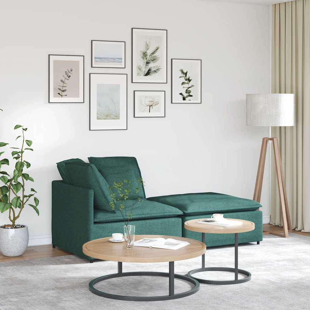 Modulsofa med fodskammel og hynder stof mørkegrøn