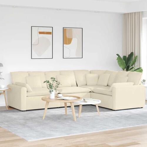 Modulsofa med hynder fløjlsstof cremefarvet