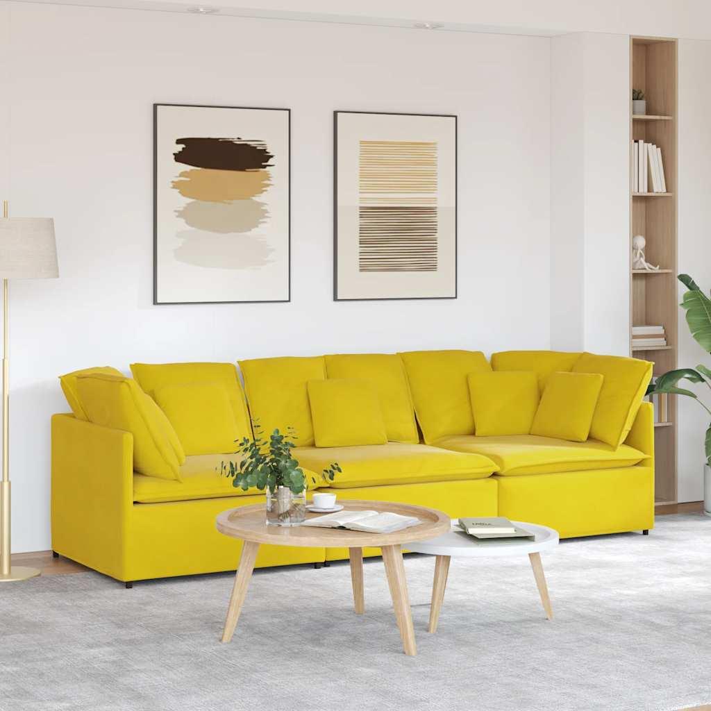 Modulsofa med hynder fløjl gul