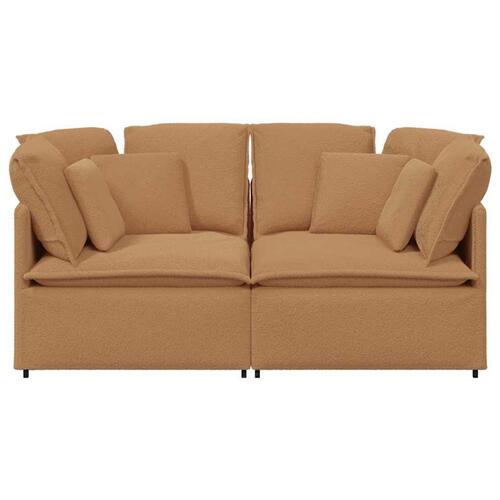 Modulsofa med hynder krøllet uldlignende stof beige