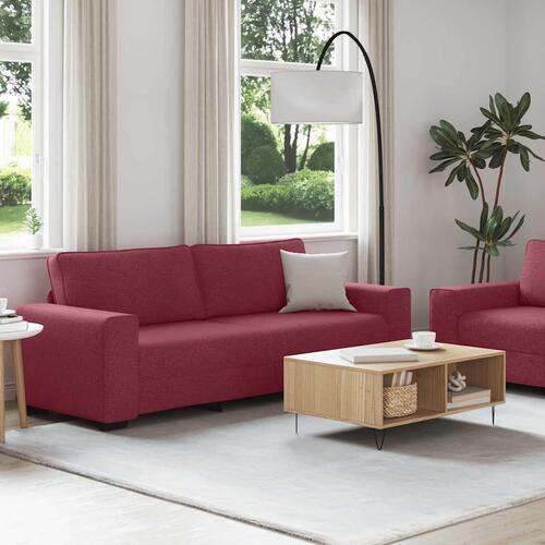 2 personers sofa med hynder stof vinrød