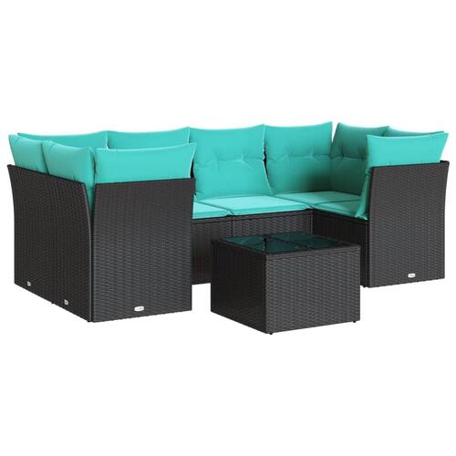Sofasæt til haven 7 dele med hynder polyrattan sort