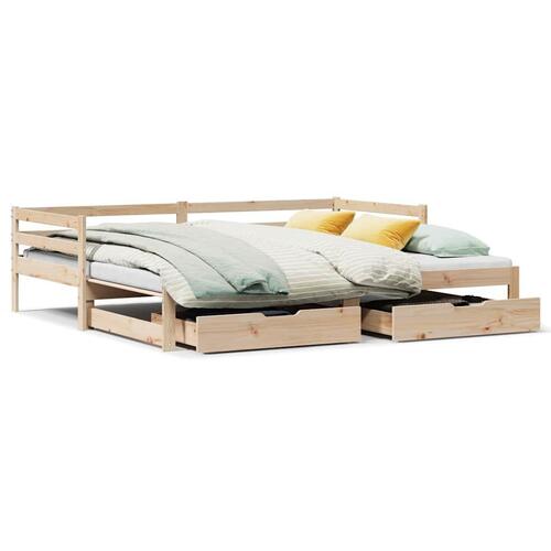 Daybed med udtræk og skuffer uden madras 80x200 cm