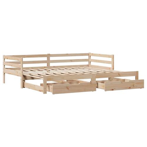 Daybed med udtræk og skuffer uden madras 80x200 cm