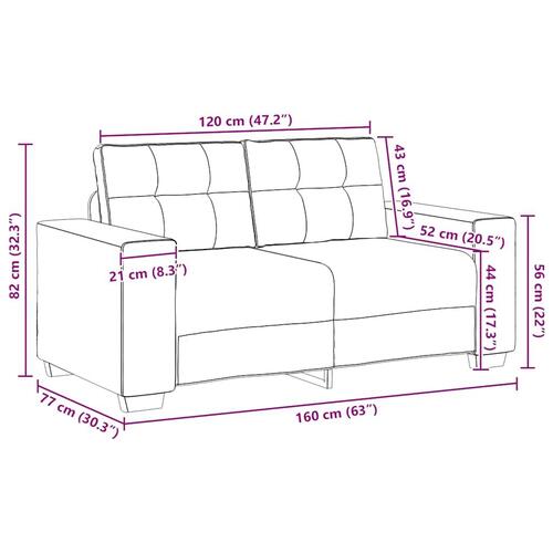 Elskovssofa 120 cm stof cremefarvet