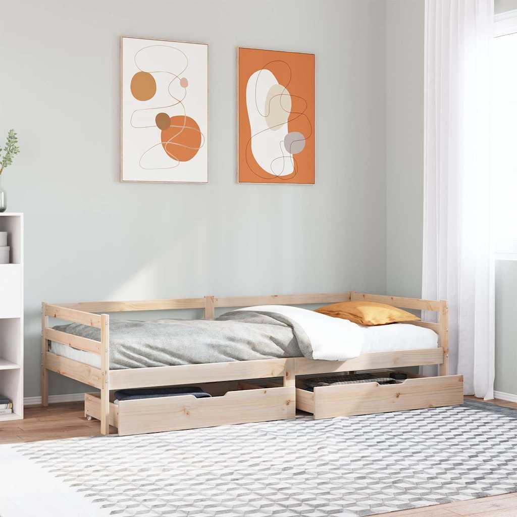 Daybed med skuffer 80x200 cm massivt fyrretræ