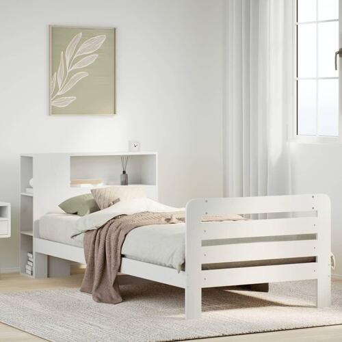 Sengeramme uden madras 75x190 cm massivt fyrretræ hvid