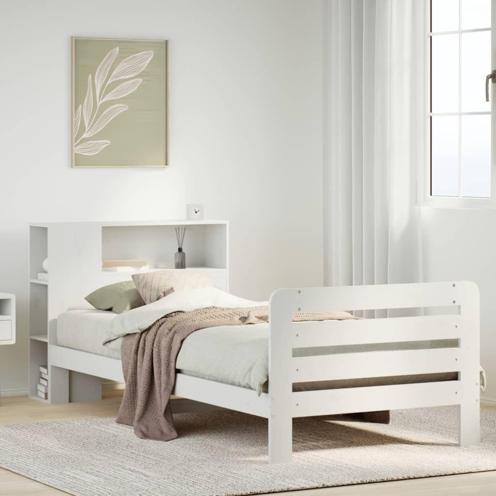 Sengeramme uden madras 75x190 cm massivt fyrretræ hvid