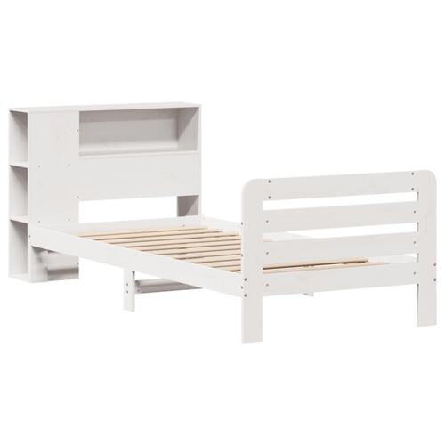 Sengeramme uden madras 75x190 cm massivt fyrretræ hvid