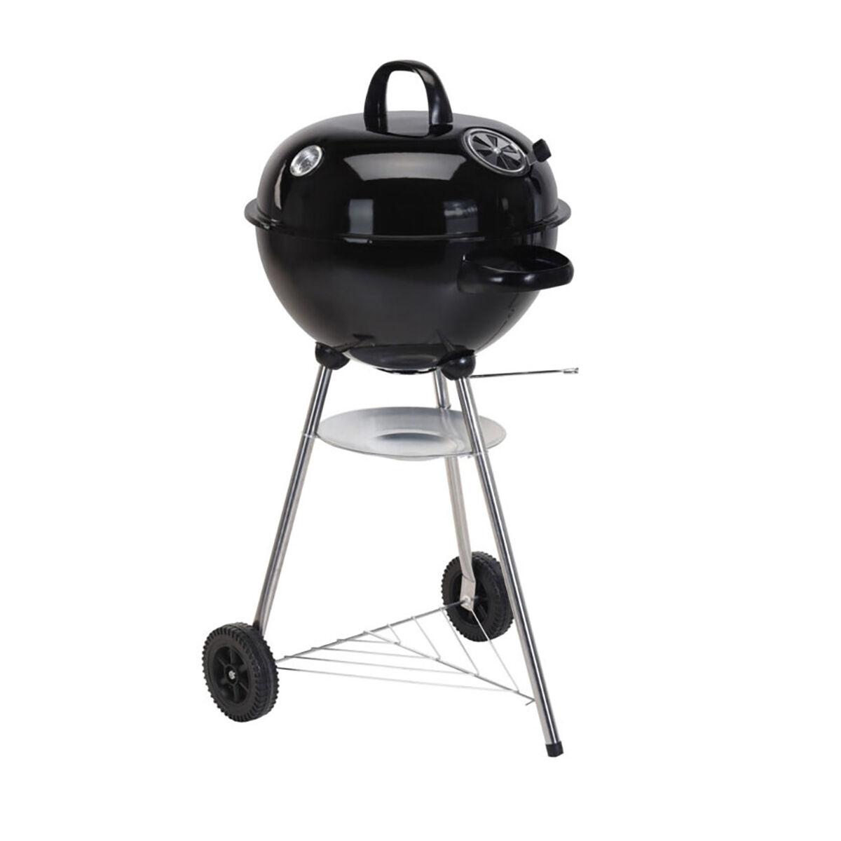 Kulgrill med hjul Sort 47 x 90 cm Cirkulær