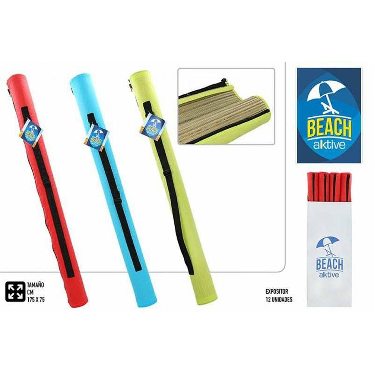 Strandmåtte - gul/blå/rød, PVC, 75 × 175 cm