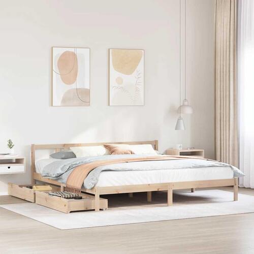 Sengeramme uden madras 200x200 cm massivt fyrretræ