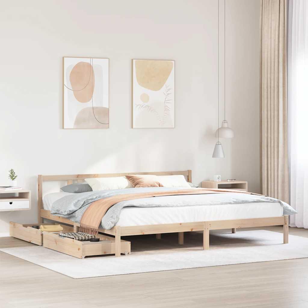 Sengeramme uden madras 200x200 cm massivt fyrretræ