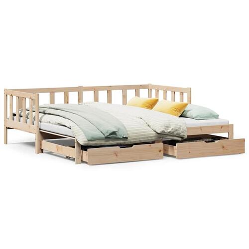 Daybed med udtræk og skuffer uden madras 80x200 cm