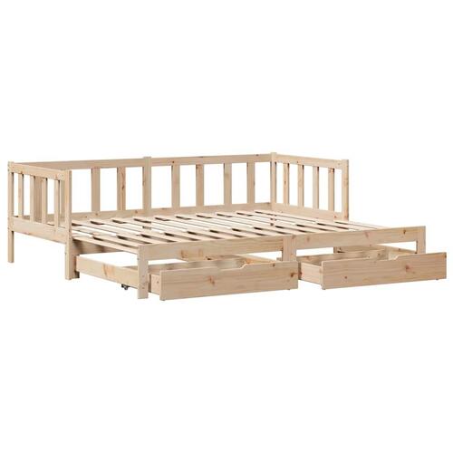 Daybed med udtræk og skuffer uden madras 80x200 cm