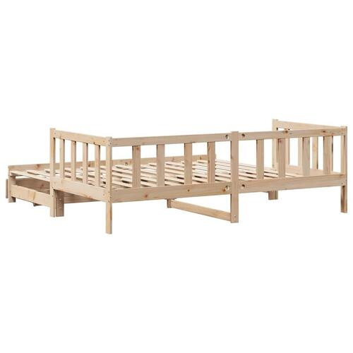 Daybed med udtræk og skuffer uden madras 80x200 cm