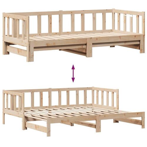 Daybed med udtræk og skuffer uden madras 80x200 cm
