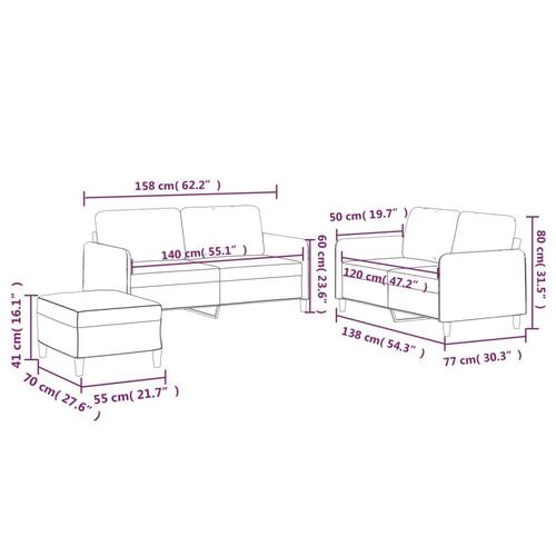 3 personers sofa med hynder stof cremefarvet