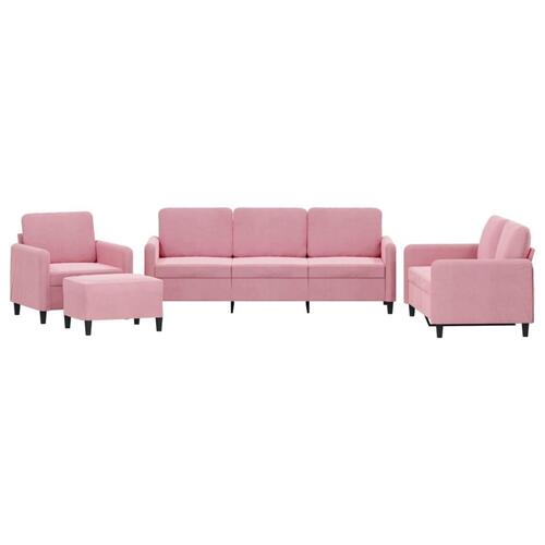 Sofasæt 4 dele velour lyserød