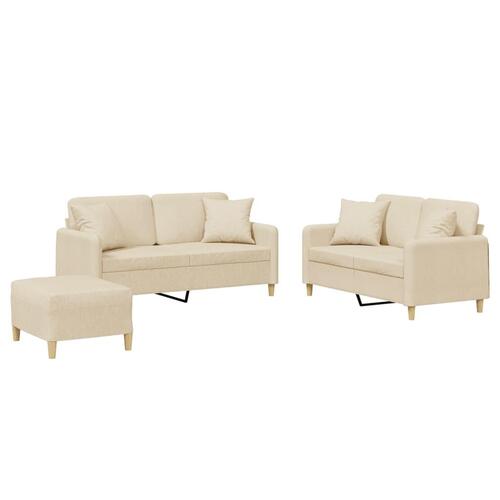 3 personers sofa med puder stof cremefarvet
