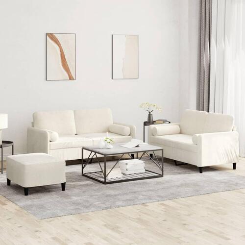3 personers sofa med puder velour cremefarvet
