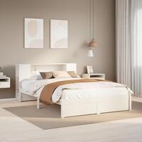 Seng med reol uden madras 120x190 cm massivt fyrretræ hvid