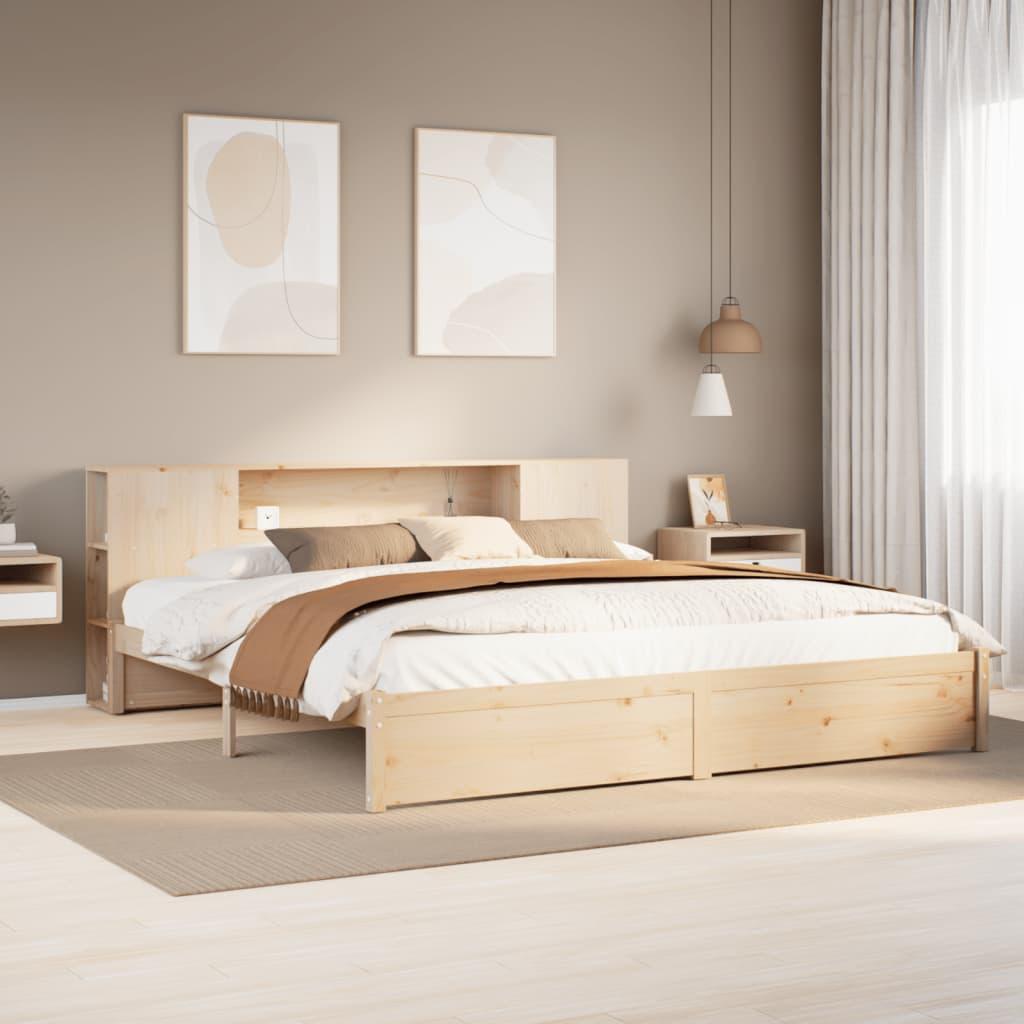 Seng med reol uden madras 180x200 cm massivt fyrretræ