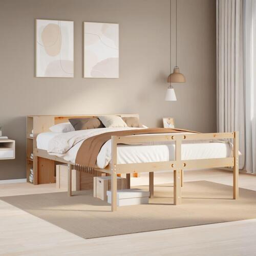 Seng med reol uden madras 140x190 cm massivt fyrretræ
